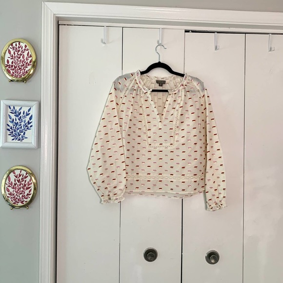 J.CREW Tops - White Metallic Point Sur Top Size M